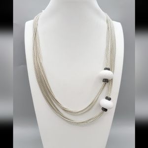 David Yurman Double Station Candy Necklace With White Agate And Black Diamonds